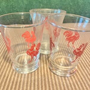 Rooster Design Glass Tumblers - Set of 3